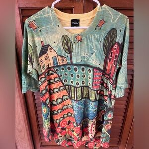 Uniquely Patterned Tunic Style Top